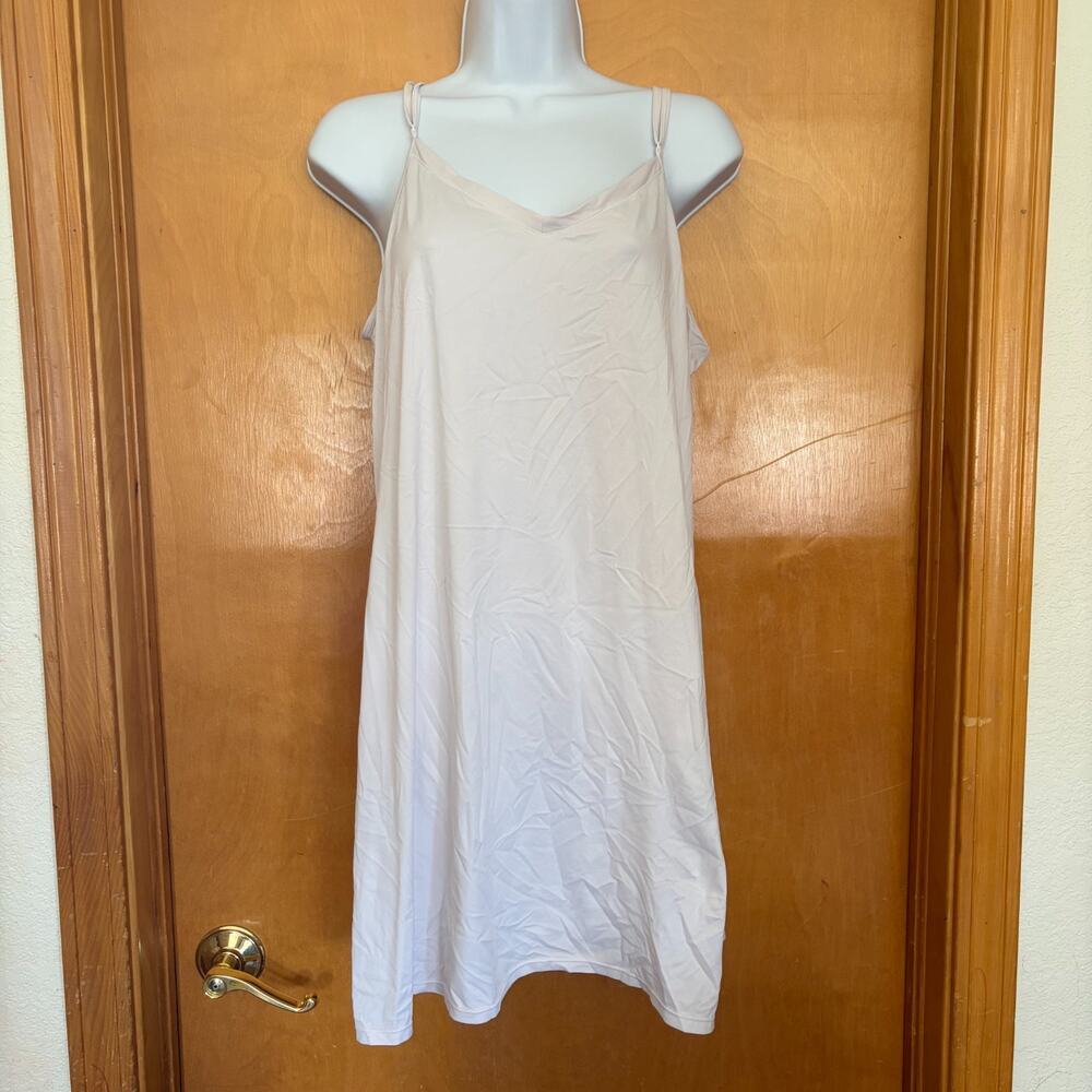 Vanity Fair Women’s White Sleeveless Full Slip Dress V-Neck Adjustable Straps